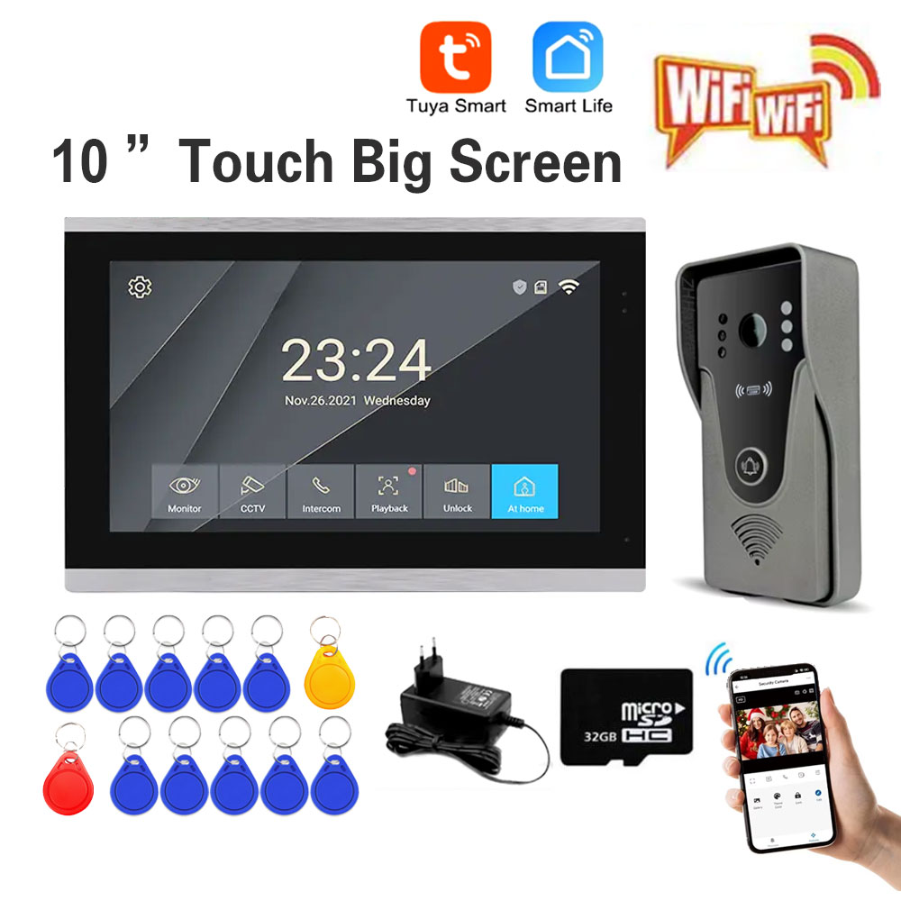 Smart Home Video Doorbell App - Tuya 1080P 10-calowy kolorowy ekran dotykowy