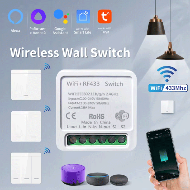 Smart Home Wiz - Inteligentny włącznik światła WiFi Tuya, bezprzewodowy
