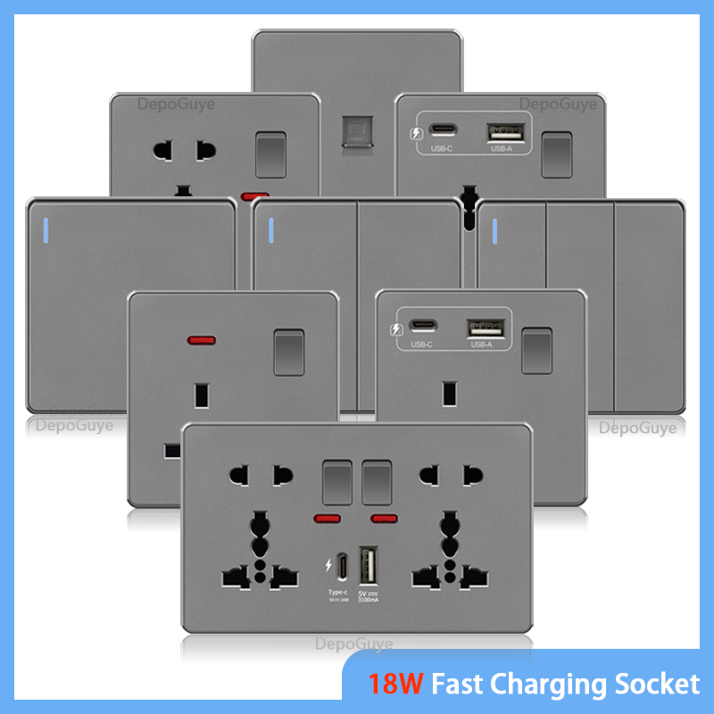 Smart Wall Socket - UK 13A z USB typu c