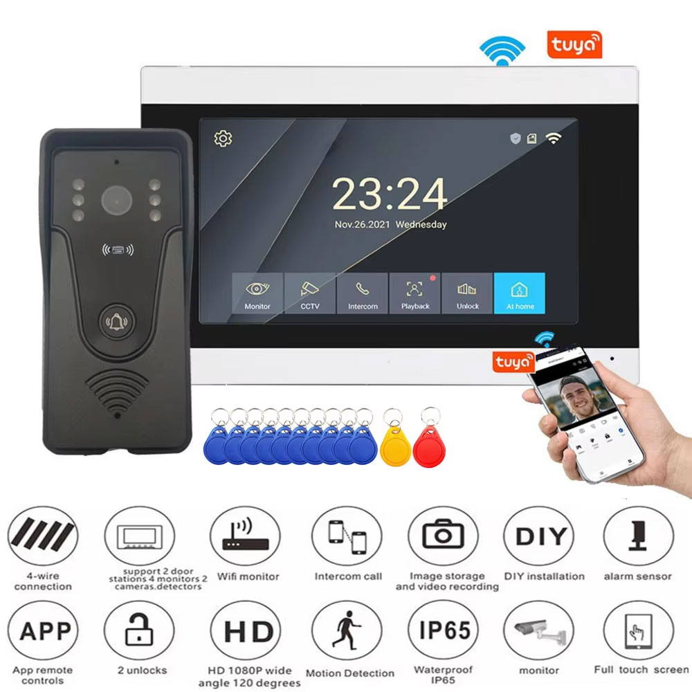 Smart Home Video Doorbell App - Tuya 1080P 7-calowy kolorowy ekran dotykowy