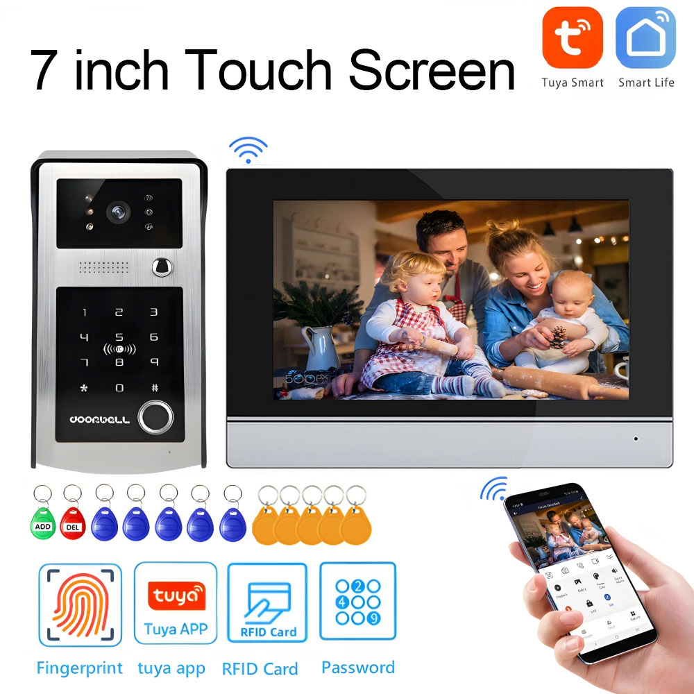 Smart Home Video Doorbell App - Zestaw wideodomofonu WiFi Tuya z 7-calowym