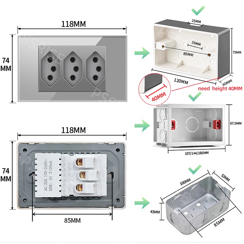 PSSRISE Szary Szklany Włącznik – Smart Wall Socket recenzja i cena