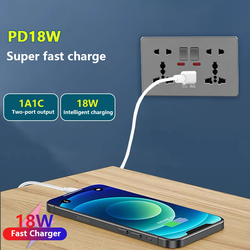 UK 13A z USB typu c 18W szybki – Smart Wall Socket recenzja i cena