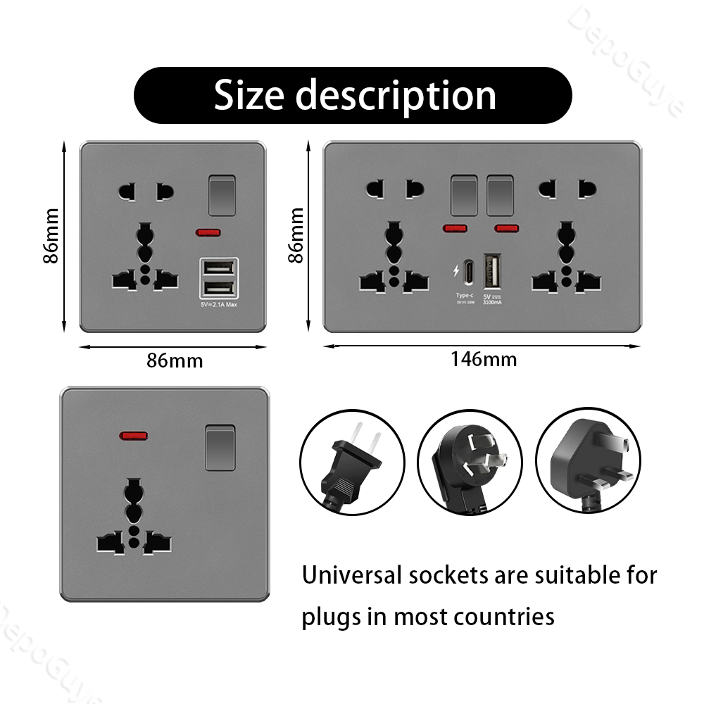 UK 13A z USB typu c 18W szybki – Smart Wall Socket recenzja i cena