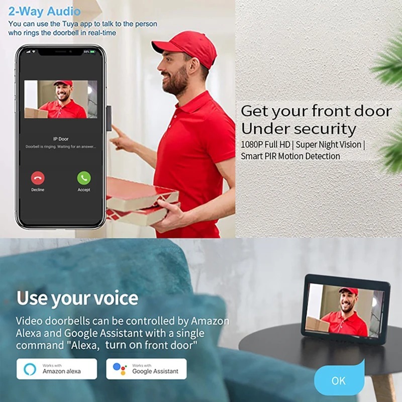 Tuya 1080P Wifi Wideodomofon z – Smart Home Video Doorbell App recenzja i cena