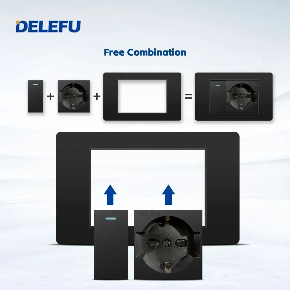 DELEFU Czarny Ognioodporny PC  – Smart Wall Socket recenzja i cena